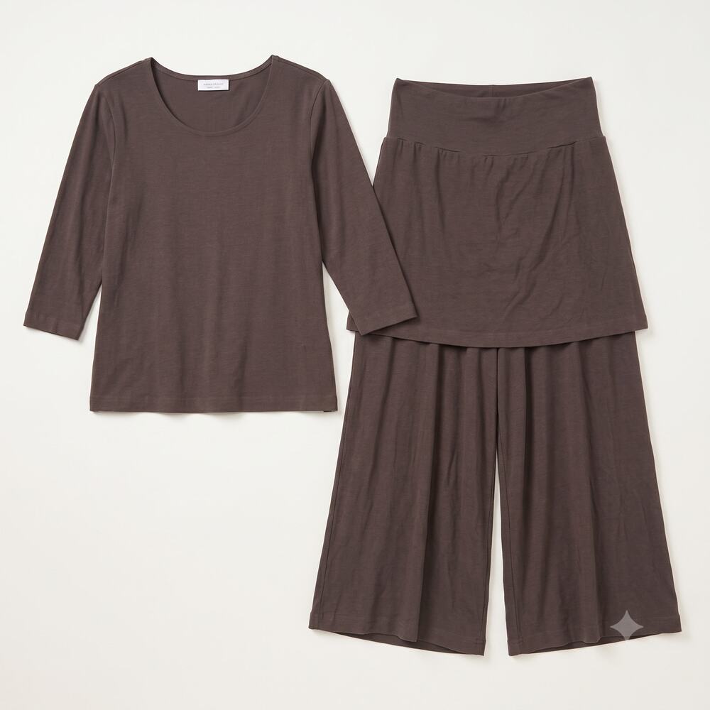 Bryn Walker Womens Top M Pants S Lagenlook Minimalist Artsy Bamboo Wide Leg Set